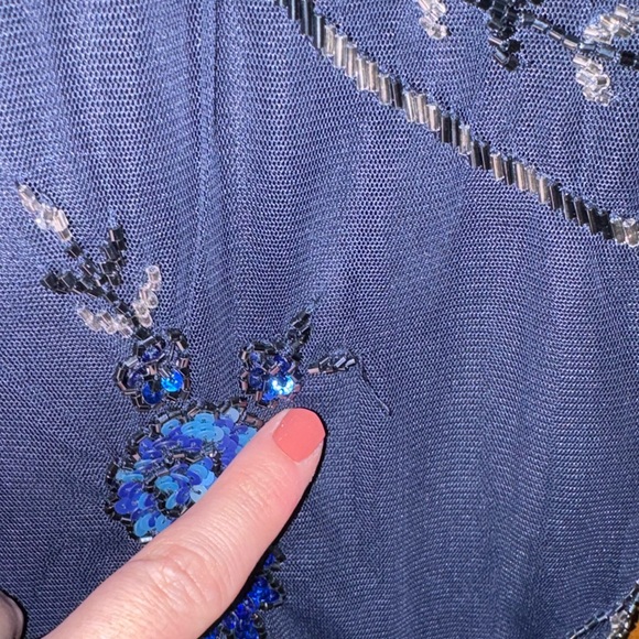 Aidan Mattox Embellished V- Neck Cocktail Dress in Twilight Blue - 10 - Picture 2 of 7